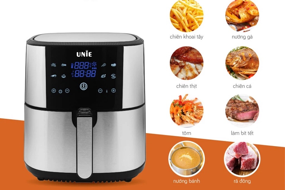 Nồi chiên không dầu nướng gà nguyên con Unie