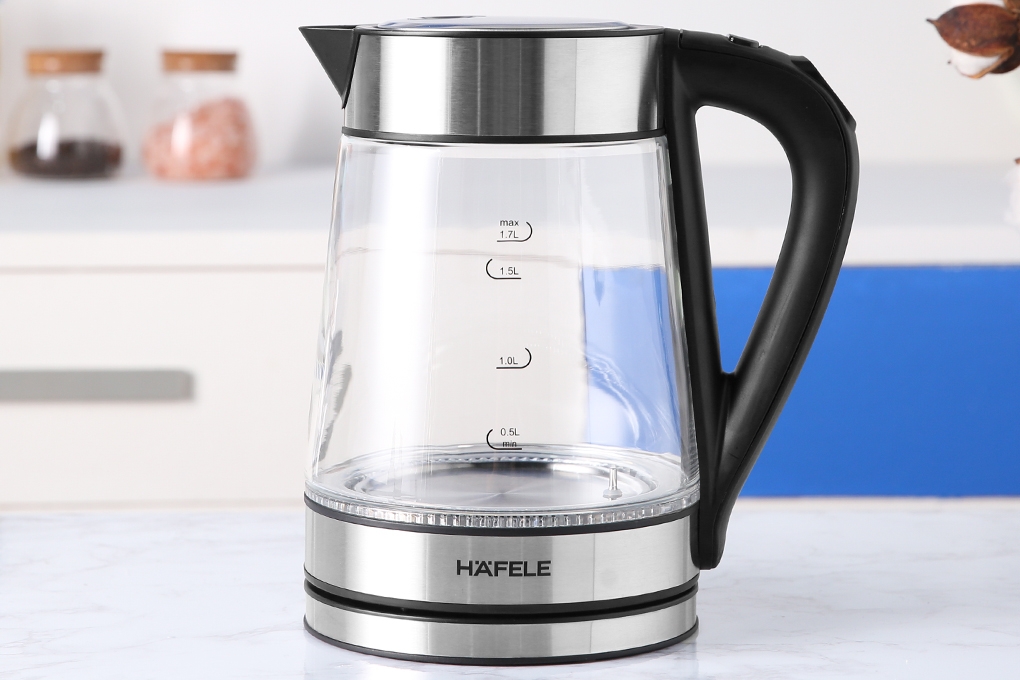 Ấm đun siêu tốc Hafele 1.7 lít T-602C nổi bật với thiết kế thủy tinh trong suốt cực bắt mắt