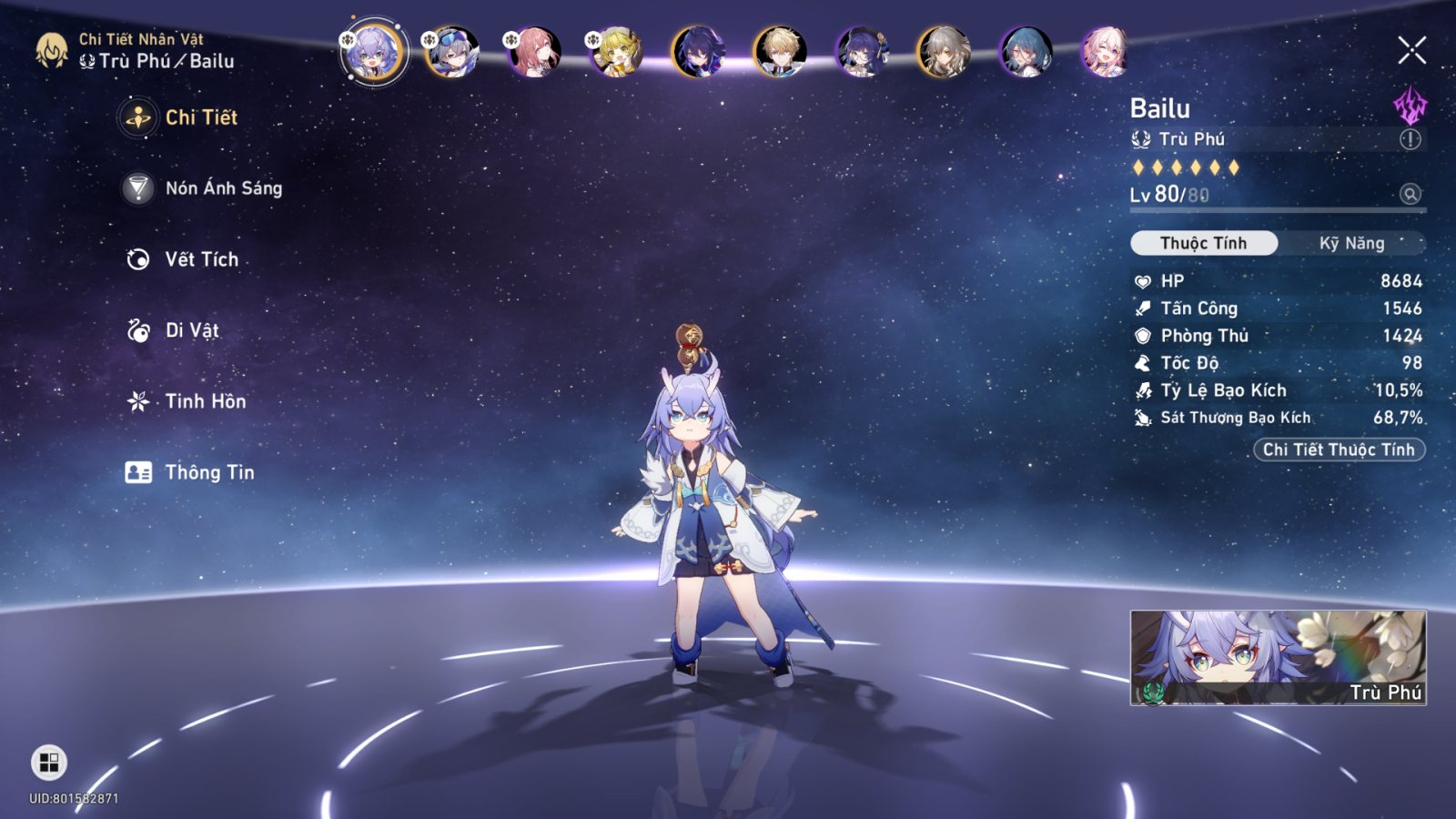 Thông tin cơ bản về Bailu&nbsp;Honkai Star Rail