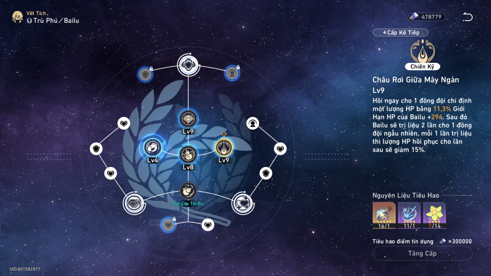 Nâng vết tích cho Bailu&nbsp;Honkai Star Rail