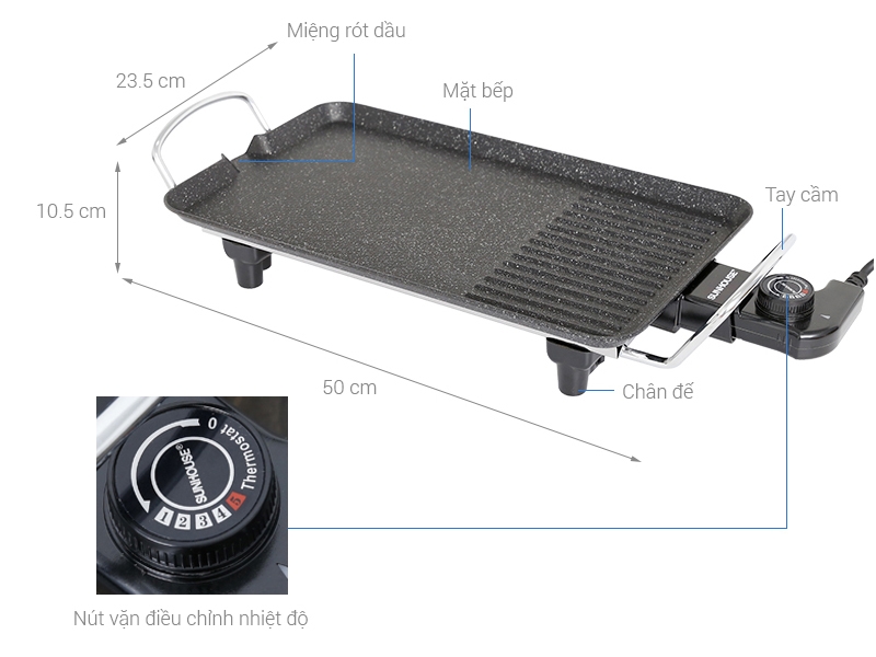 Bếp nướng điện Sunhouse 1500W SHD4607