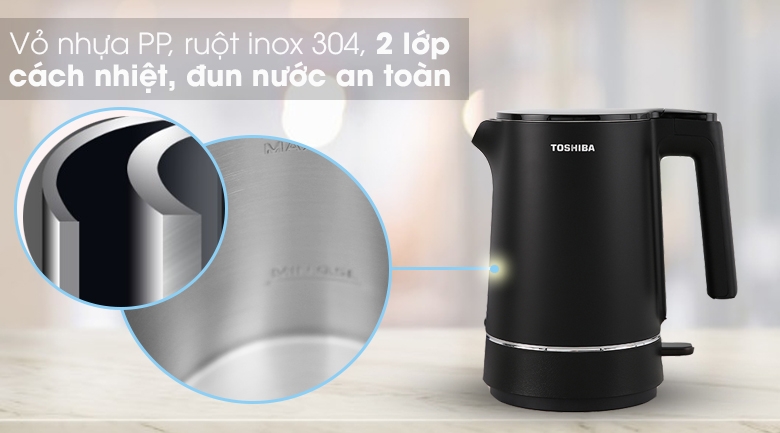 Ấm siêu tốc loại nào tốt: Toshiba 1.5 lít KT-15DS1NV