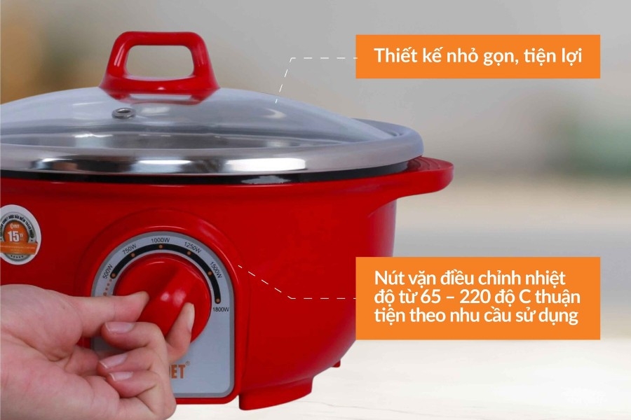 Thiết kế nồi lẩu điện Comet nhỏ gọn, tiện lợi