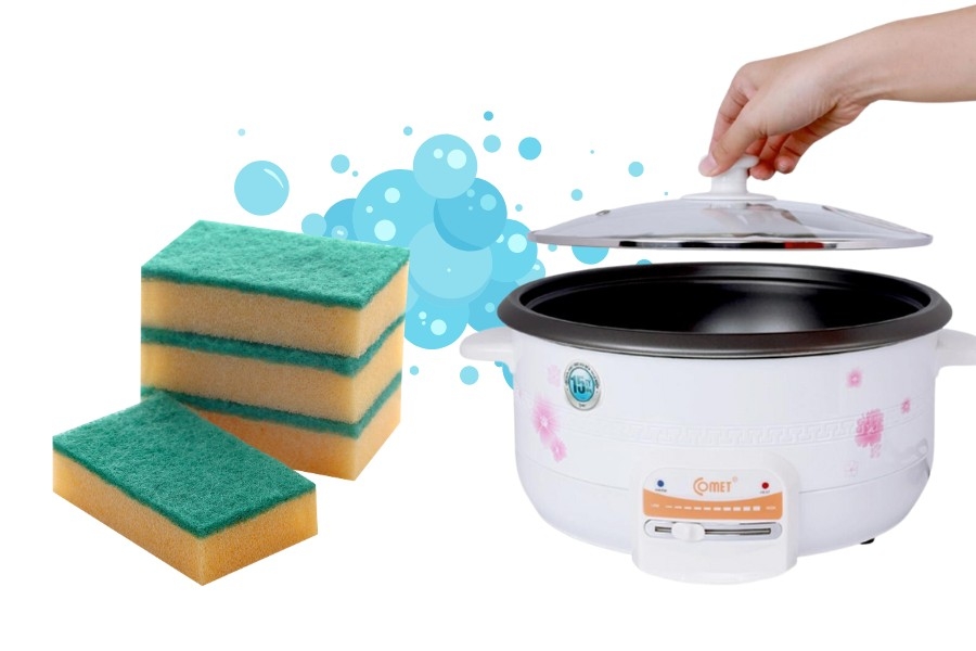 Vệ sinh lòng nồi lẩu điện không làm bong lớp chống dính