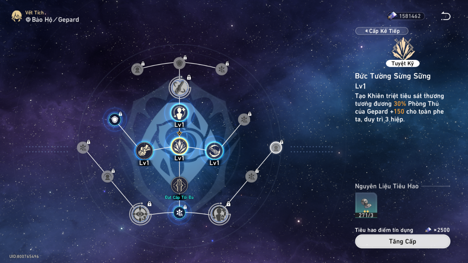 Nâng cấp vết tích Gepard Honkai: Star Rail