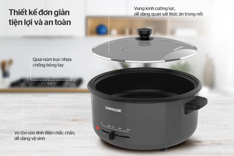 Review nồi lẩu điện Sunhouse SHD 4523 về thiết kế