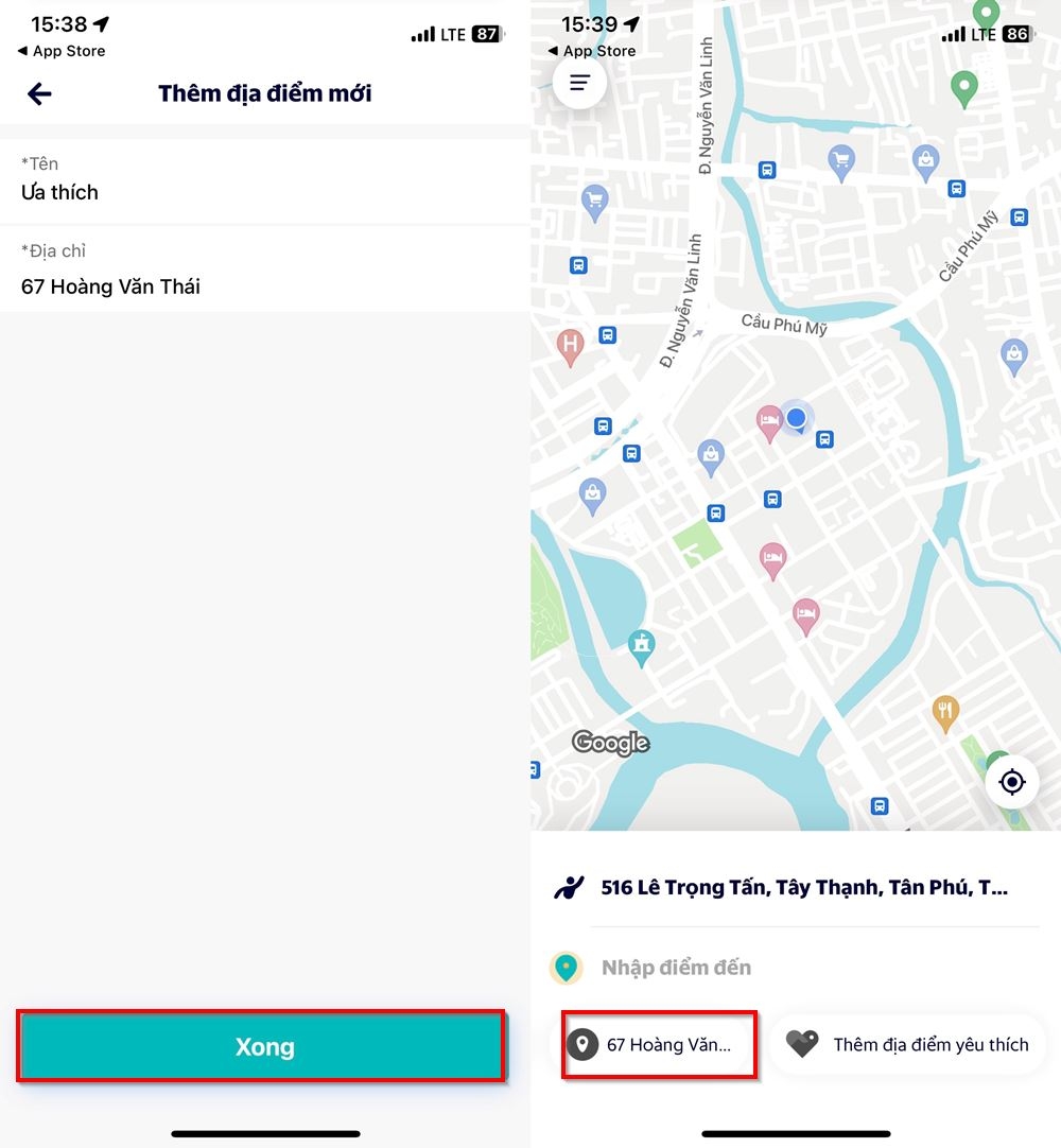 Cách thêm địa điểm yêu thích trên Taxi Xanh SM 2