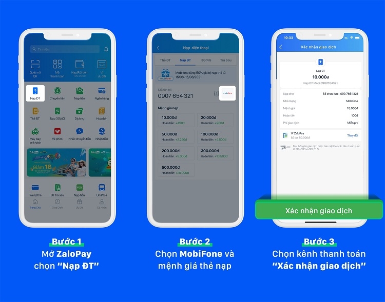 Sử dụng các loại ví điện tử, tài khoản ngân hàng để bạp tiền điện thoại MobiFone