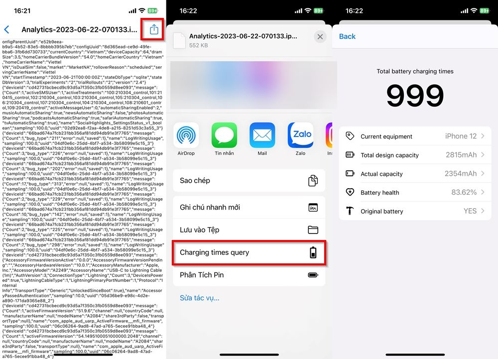 Cách kiểm tra số lần sạc trên iPhone chạy iOS 16 bằng charging play 4