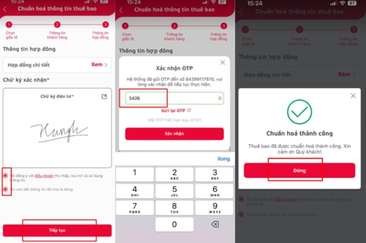 Cập nhật thông tin thuê bao Viettel