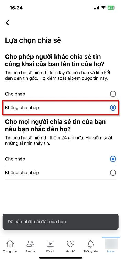 Cách chặn người khác chia sẻ Story của bạn trên Facebook 3