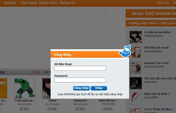Đăng nhập tài khoản trên Funring Mobi