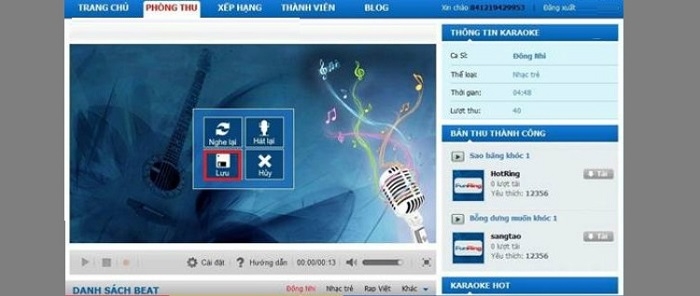 Nhấn Lưu nếu hài lòng với bản thu