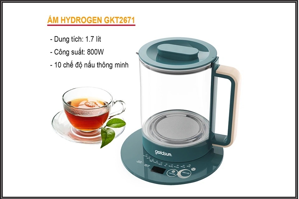 Bình đun siêu tốc Hydrogen Goldsun GKT2671