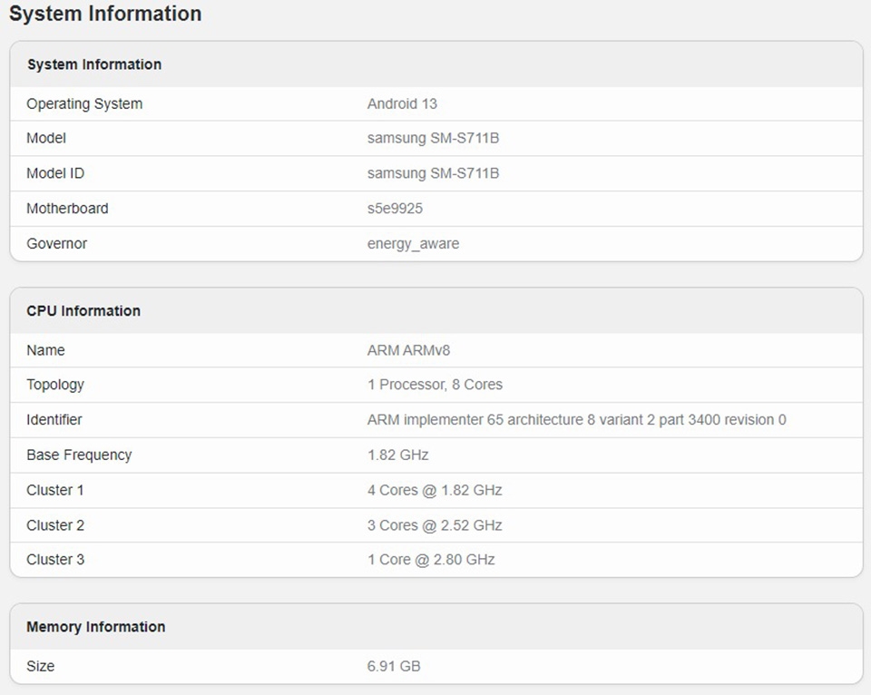 Galaxy S23 FE xuất hiện trên Geekbench
