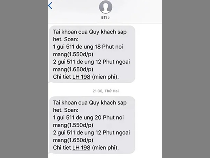 Cách ứng tiền Viettel qua 511