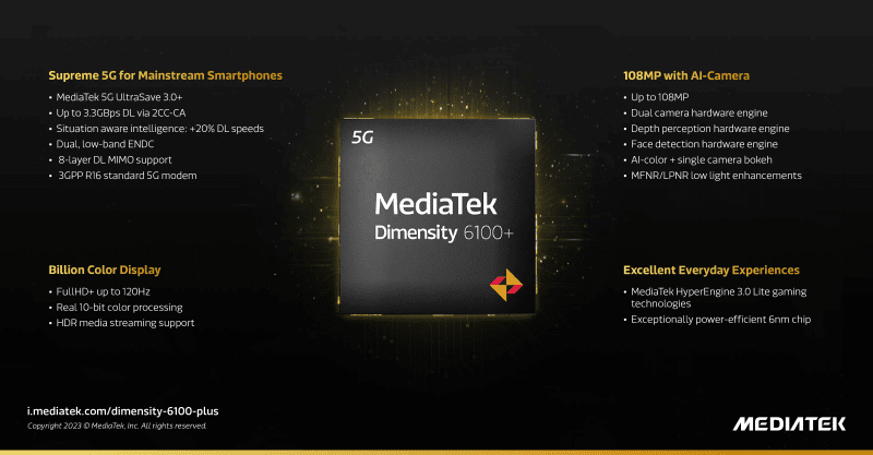 MediaTek Dimensity 6100+ ra mắt