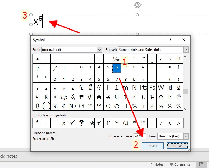 Hoàn tất chèn ký tự số mũ trong PowerPoint