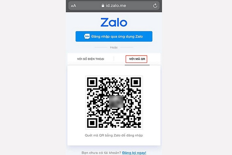 Chọn cách đăng nhập với mã QR