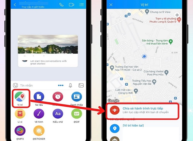 Chọn chia sẻ vị trí