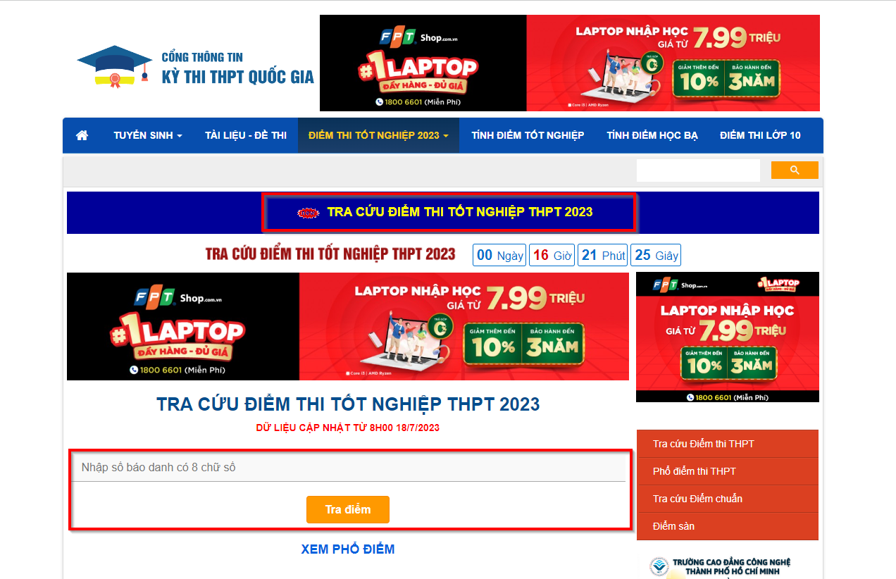 Tra điểm thi THPT 2023 nhanh nhất