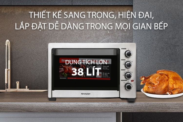 Lò nướng Sharp 38 lít EO-A384RCSV-ST
