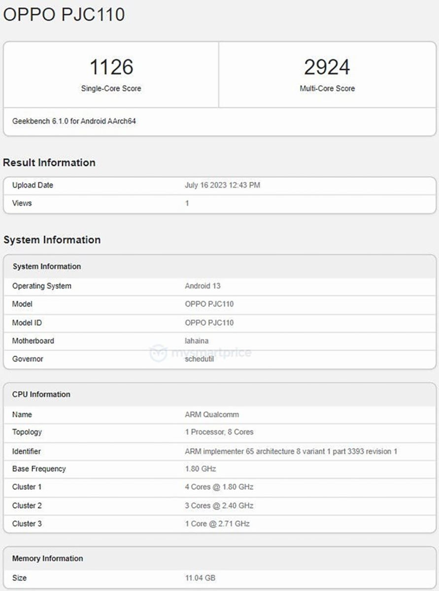OPPO K11 xuất hiện trên Geekbench