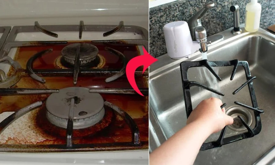 Vệ sinh vết rỉ sét trên bếp ga ngay tức thì với dung dịch giấm và xà phòng