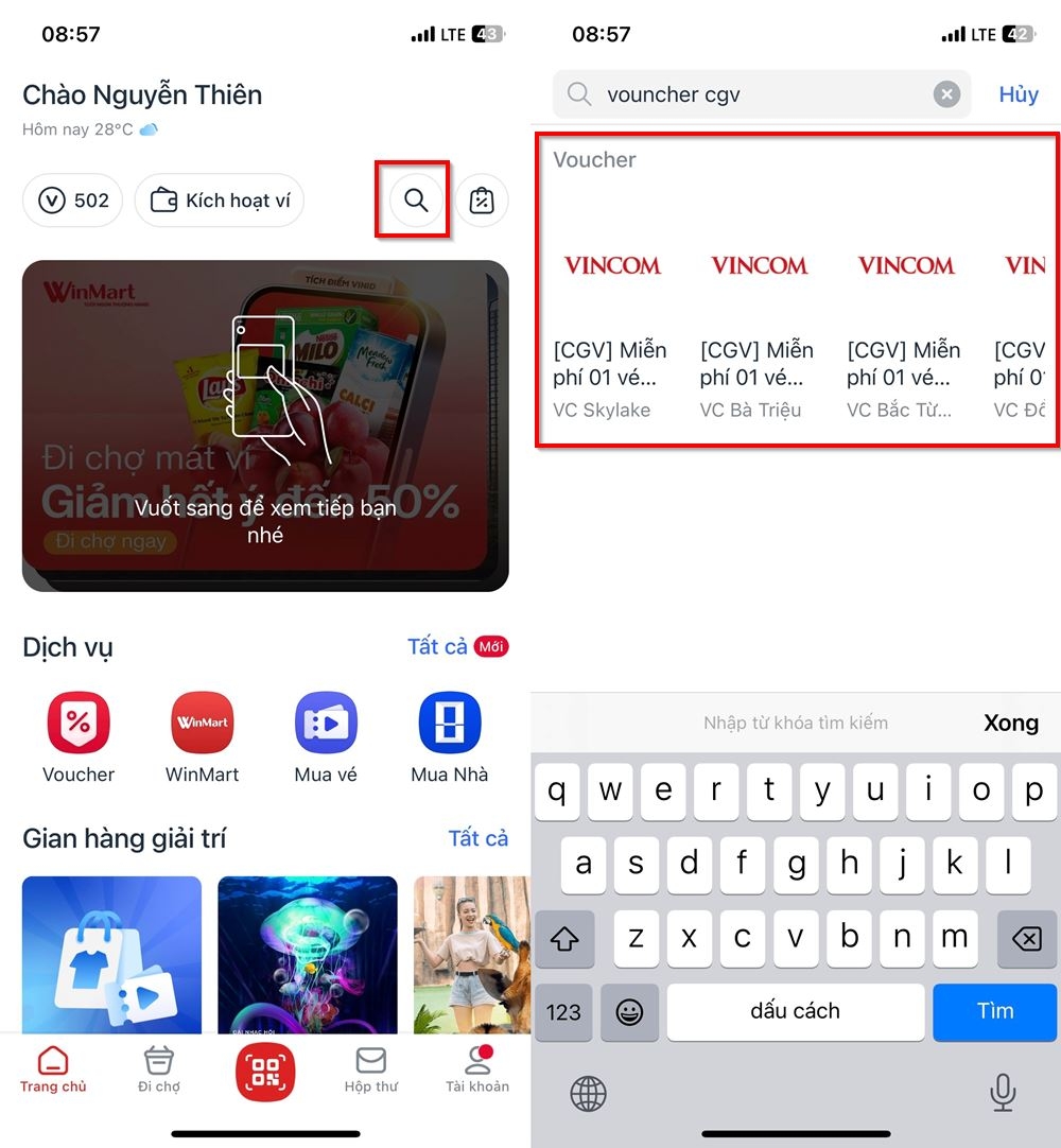 Cách nhận vé CGV miễn phí trên VinID 2