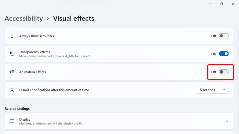 Cách tắt hiệu ứng hoạt hình Windows 11 (ảnh 3)