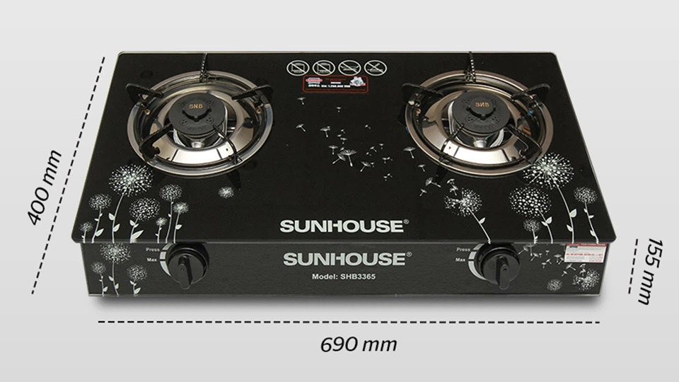 Thiết kế bếp gas Sunhouse SHB3365 siêu bền, thẩm mỹ và dễ vệ sinh