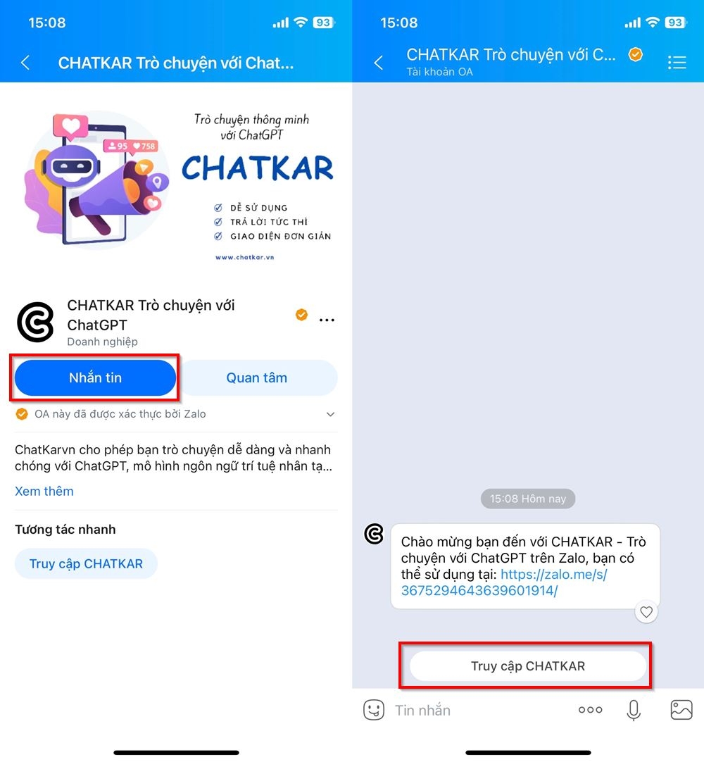 Cách sử dụng ChatGPT trên ứng dụng Zalo 2