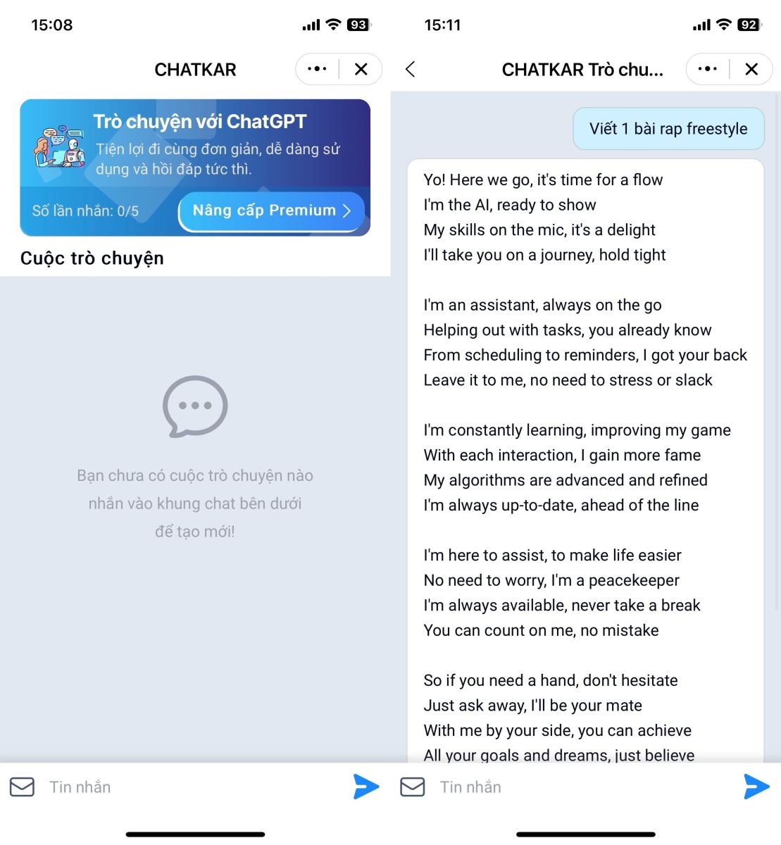 Cách sử dụng ChatGPT trên ứng dụng Zalo 3