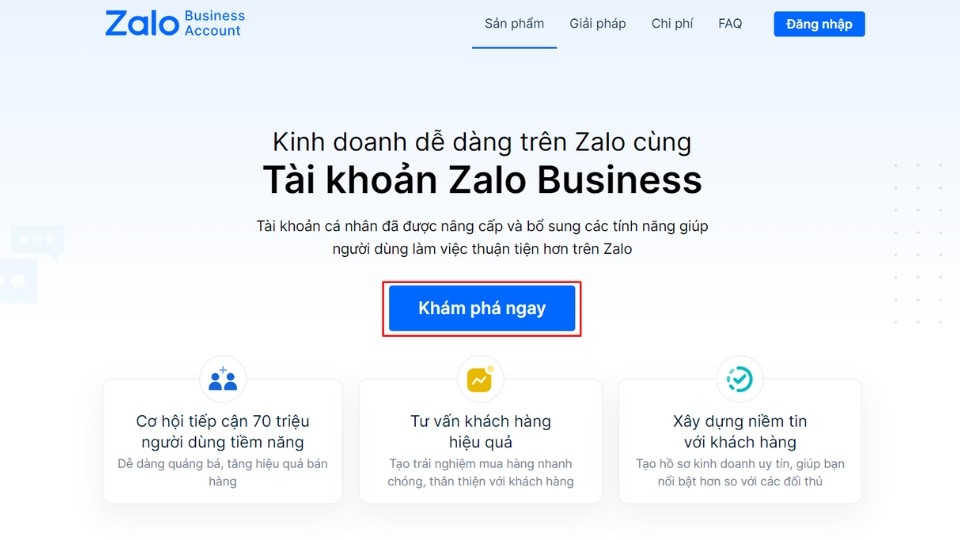 Chọn 'Khám phá ngay' ở giao diện được hiển thị