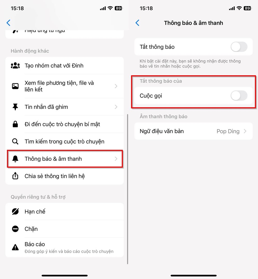 Cách tắt thông báo cuộc gọi Messenger một người cụ thể 2