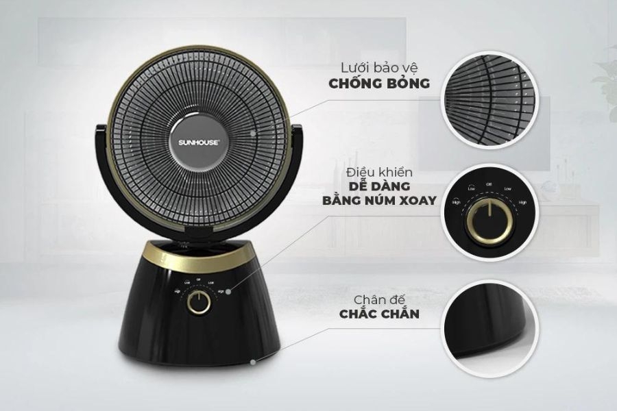 Quạt sưởi Sunhouse sở hữu nhiều ưu điểm vượt trội
