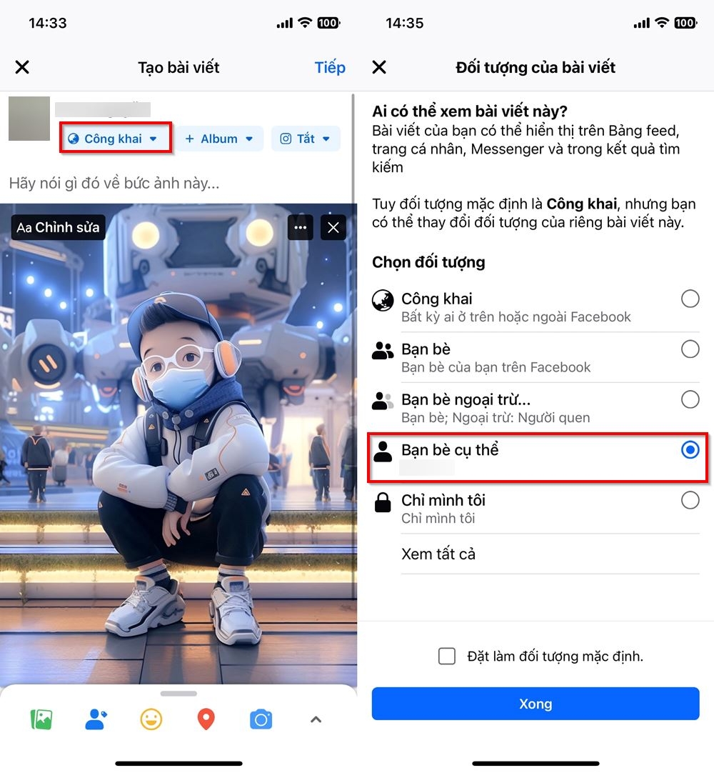 Cách đăng bài Facebook ở chế độ bạn bè cụ thể 1