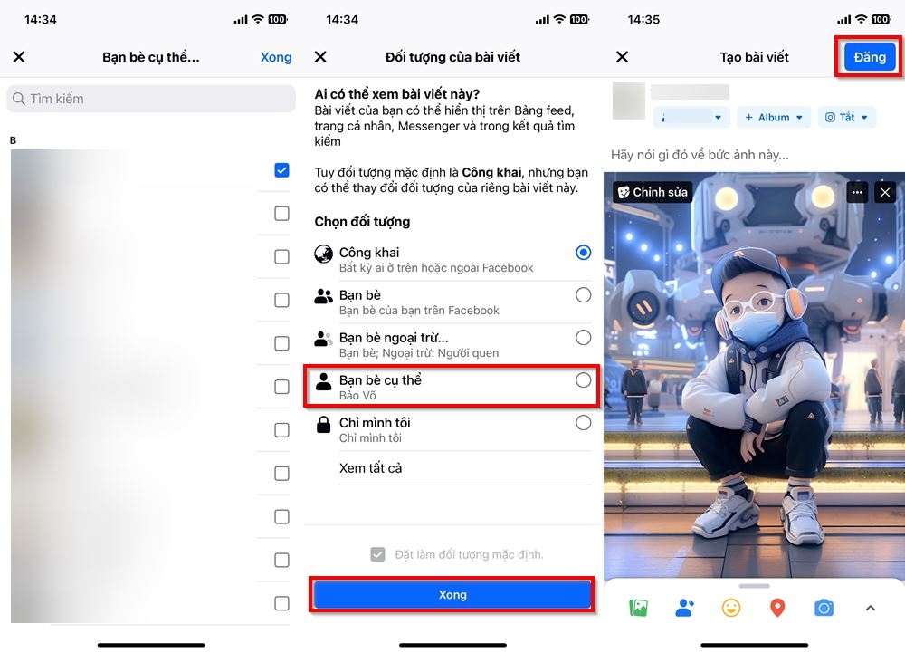 Cách đăng bài Facebook ở chế độ bạn bè cụ thể 2
