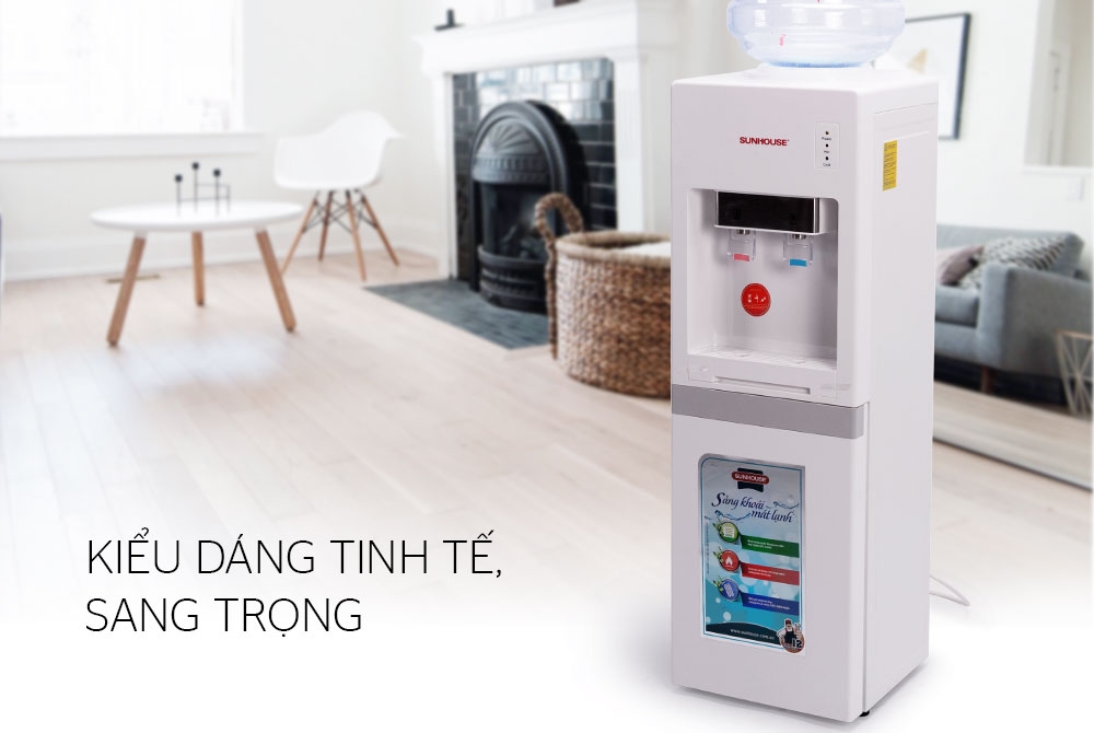 Cây nước nóng lạnh Sunhouse SHD9602 có thiết kế nhỏ nhắn, tone màu trắng sang trọng