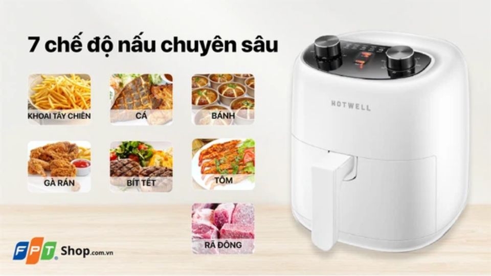 Chương trình nấu trên nồi chiên không dầu Hotwell AF50H1