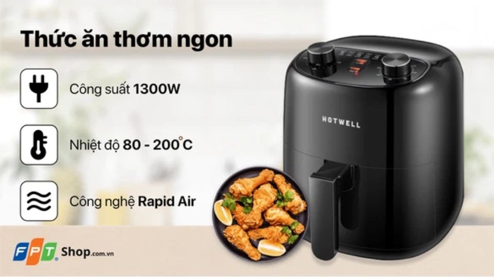 Công suất nồi chiên không dầu Hotwell AF50H1