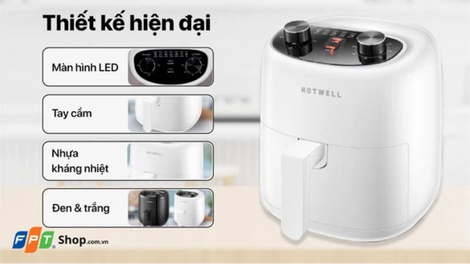 Thiết kế nồi chiên không dầu Hotwell AF50H1