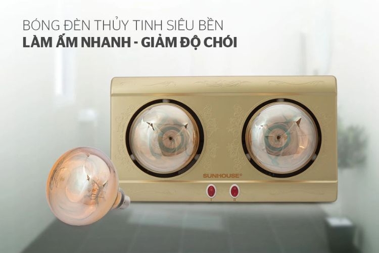 Đèn sưởi nhà tắm 2 bóng Sunhouse SHD3812
