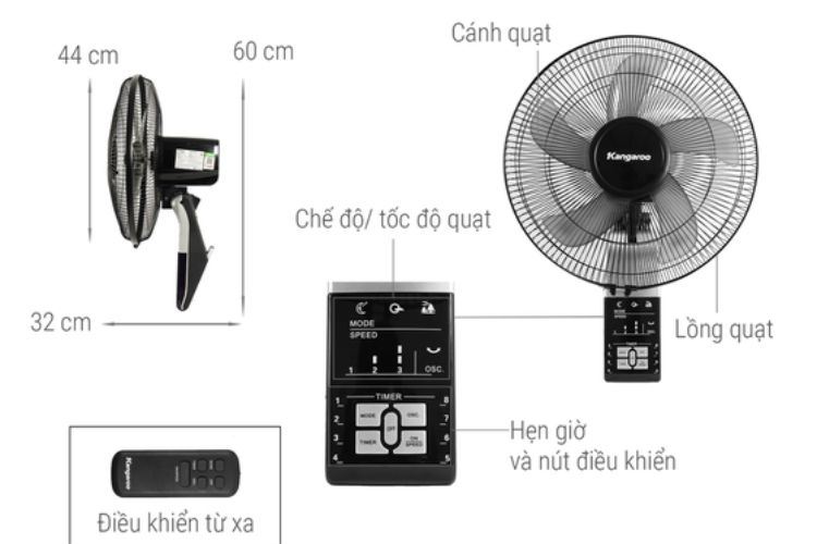 Quạt treo tường Kangaroo KG724