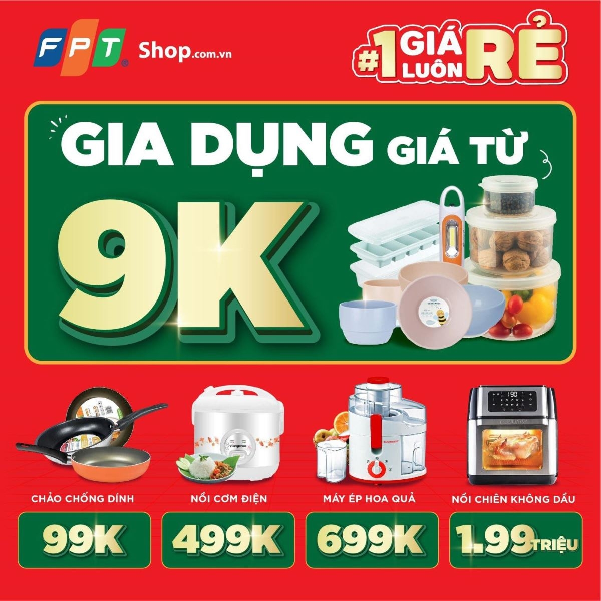 Ưu đãi 3 ngày: Săn hàng gia dụng chỉ từ 9k tại FPT Shop