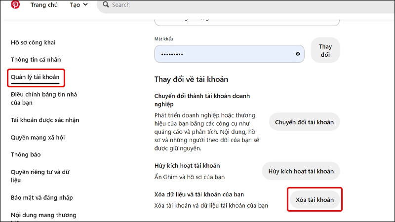 xóa tài khoản pinterest - hình 7