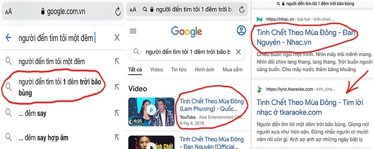 Tìm tên bài hát qua 1 đoạn lời bằng Google Search