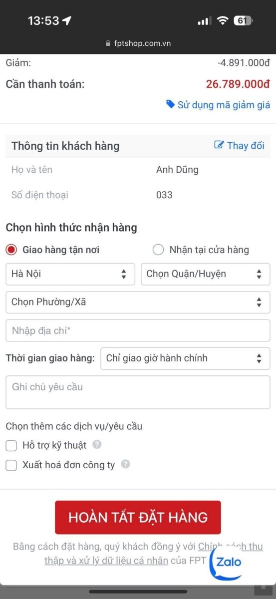 FPT Shop chính thức hỗ trợ thanh toán Apple Pay