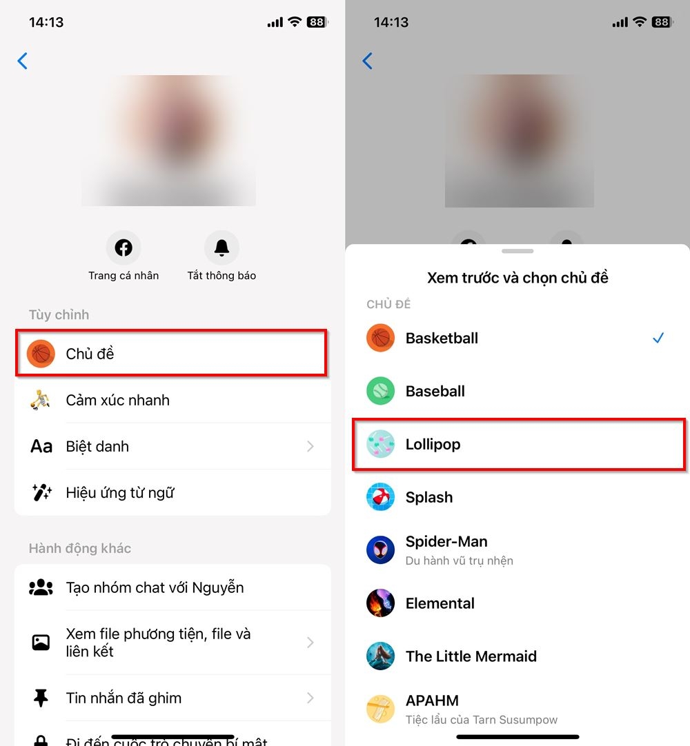 ​​Cách đổi chủ đề kẹo mút trong cuộc trò chuyện trên Messenger 2