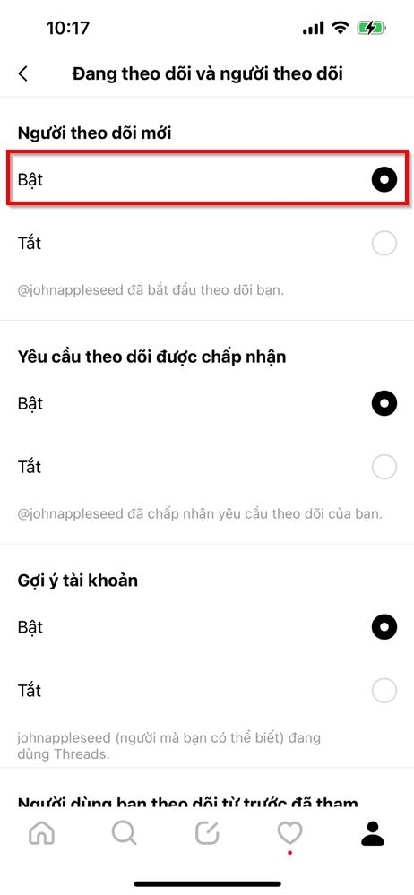 Cách bật thông báo khi có người theo dõi mới trên ứng dụng Threads 3